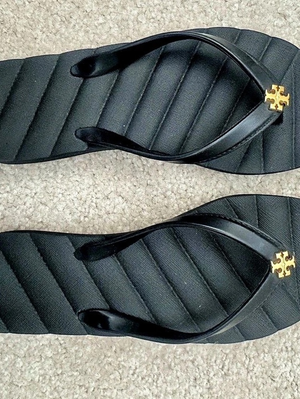 Tory Burch Kira Padded Flip-Flop Black Sandals